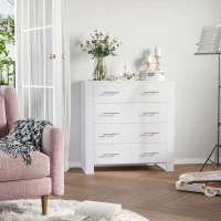 HOMCOM Bedroom Furniture Set, Drawer Chest and Nightstand, Modern White(m-8)