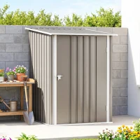 Outsunny Casetta Porta Attrezzi 0.92m² in Acciaio Zincato con Tetto Inclinato e Serratura, 100x103x160 cm, Marrone(m-8)