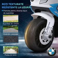 HOMCOM Motocicletă Electrică pentru Copii 18-36 Luni cu Licență BMW, 6V, 3 Roți, Faruri, Muzică, 2,5 km/h, Max 20kg, Albastru(m-6)