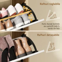 HOMCOM Dulap Slim pentru Pantofi cu 2 Sertare Rabatabile și 3 Compartimente, Capacitate 15 Perechi, 83x24x90,5 cm, Lemn și Alb(m-5)