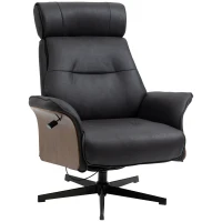 HOMCOM Poltrona Reclinabile con Poggiatesta Regolabile e Seduta Imbottita, in Acciaio e Legno, 84x83x103 cm(m-1)