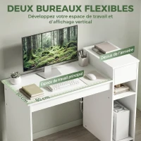 HOMCOM Bureau informatique avec tiroir et étagère, bureau d'ordinateur avec support d'unité centrale, 108 x 50 x 82 cm, blanc(m-5)