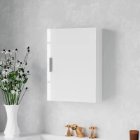 HOMCOM Dulap de Perete pentru Baie din Lemn cu 3 Rafturi Reglabile din Sticlă pe 3 Niveluri, 40x15x55 cm, Alb(m-10)