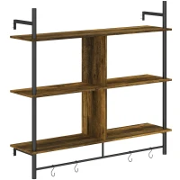 HOMCOM Three-Tier Floating Shelf - Brown/Black(m-1)