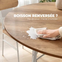 HOMCOM Ensemble table salle à manger avec 4 chaises, table de cuisine avec chaises pour 4 personnes, cadre en métal, naturel(m-7)