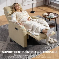 HOMCOM Fotoliu Reclinabil Electric din Catife cu Suport pentru Picioare, Tetieră Reglabilă și Porturi, 80x93x103 cm, Bej(m-7)