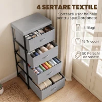 HOMCOM Comodă cu Cadru din Oțel, 42 X 32 X 80 Cm, Gri și Negru(m-4)