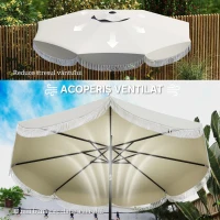 Outsunny Umbrelă de Grădină Rotundă 2,7x2,4 m cu Manivelă, din Metal și Poliester, Gri Deschis(m-6)