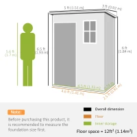 Outsunny 5' x 3' Garden Shed with Floor, Outdoor Storage Shed with Lockable Door, Window and Vent, Dark Grey(m-3)