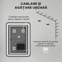 kleankin Oglinda pentru baie cu lumini LED, 70 x 50 cm(m-9)