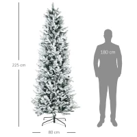 HOMCOM Brad de Crăciun cu Zăpadă Artificială 225cm, 988 de Crengi și Bază din Oțel pentru Interior cu Deschidere Automată(m-3)