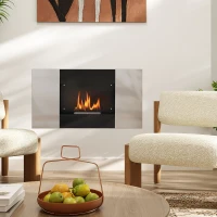 HOMCOM Șemineu Bioetanol 0,9L de Perete din Oțel Inoxidabil, 100x15x54 cm, Negru și Argintiu(m-10)