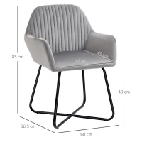 HOMCOM Velvet-Feel Plisse Back Accent Chair - Grey(m-3)