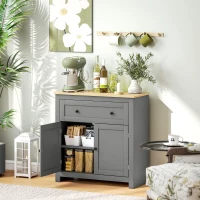 HOMCOM Credenza Cucina con Cassetto e Armadietto con Ripiano Regolabile, in Legno, 78.5x35x80 cm, Multicolore(m-2)