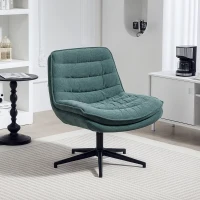 HOMCOM Drehbarer Bürostuhl mit breitem Sitz, Geräumiger Polsterstuhl fürs Büro, Arbeitszimmer, Dunkelgrün(m-10)