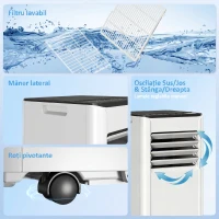 HOMCOM Aer Condiționat Portabil 4 În 1 cu Wifi, 7000 Btu, Alb(m-9)
