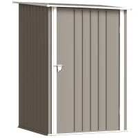 Outsunny Casetta Porta Attrezzi 0.92m² in Acciaio Zincato con Tetto Inclinato e Serratura, 100x103x160 cm, Marrone(m-1)