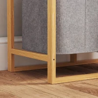 HOMCOM Coș pentru rufe cu sac detașabil și rafturi cu lamele din bambus, 50x32x70 cm, Gri(m-7)