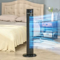 HOMCOM Ventilator pe coloană 60W cu 3 viteze, 3 moduri și temporizator 8h, din ABS, Ø32x106,8 cm, negru(m-14)