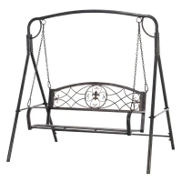 Outsunny Gartenschaukel Schaukelbank für den Garten Outdoor-Schaukel, Vintage Design, Messing-Optik, 167 cm x1 23 cm x 175cm(m-1)