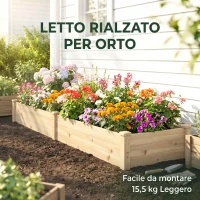 Outsunny Letto per Orto Rialzato in Legno di Abete con Fondo Aperto e 2 Sezioni Separate, 244x61,5x27cm(m-9)