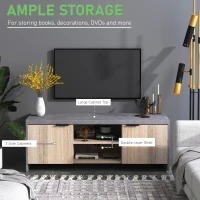 HOMCOM TV Stand for TV up to 55", 2 Doors TV Cabinet with Open Shelves, TV Unit TV Table for Living Room Bedroom Entertainment Room, 120L x 40W x 44H, Grey(m-4)