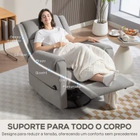 HOMCOM Poltrona Relax Reclinável Elétrica Giratória e Basculante com Apoio para os Pés Ajustável Controlo Remoto 86x89x99 cm Cinzento Claro(m-8)