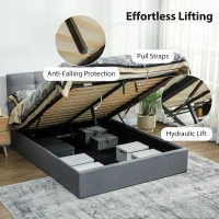 HOMCOM 5ft King Ottoman Bed with Gas Lift Storage - Grey(m-5)