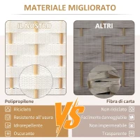 HOMCOM Paravento Divisorio da Interni Pieghevole a 6 Ante Intrecciato, 240x170 cm, Bianco(m-4)