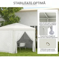 Outsunny Pavilion hexagonal de grădină cu dublă intrare, din metal și poliester, 3.94x3.94x2.5 m, crem(m-6)