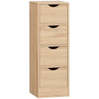 HOMCOM Dulap de Baie Economisitor de Spațiu cu 4 Sertare și Mânere Sculptate Stil Nordico, 29x29x83 cm, Lemn Natural(m-1)