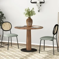 HOMCOM Conjunto de 2 Cadeiras de Sala de Jantar Cadeiras de Cozinha com Encosto em Vime Sintético 44x54x87 cm Verde e Preto(m-10)