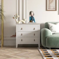 HOMCOM Comodă pentru dormitor cu 3 sertare și mânere din piele sintetică, 80x40x78,5 cm, albă(m-9)