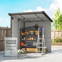 Outsunny Căsuță de Grădină din Plastic pentru Unelte cu Ferestre, Orificii de Aerisire și Încuietoare, 1.9x1.9 m, Gri Deschis(m-13)