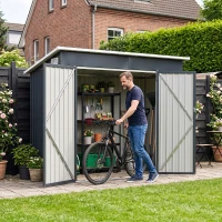 Outsunny Metalen berging 2,68 m², afsluitbare schuur met 3 deuren, ventilatie, schuindak, handschoenen(m-2)