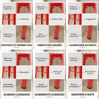 HOMCOM, Set 2 Taburete de Bucătărie, Spătar Detașabil și Reazem pentru Picioare, din Metal, 44x46x116 cm, Roșu(m-5)