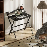 HOMCOM 81.5 cm Folding Computer Desk with Monitor Shelf - Black(m-10)