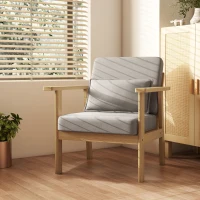 HOMCOM Sessel Akzentsessel Polstersessel, inkl.1 Kissen, 70 cm x 72 cm x 76 cm, Beige + Natur(m-10)