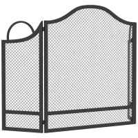 HOMCOM Paravan pentru Șemineu Pliabil cu 3 Panouri, Protecție Anti-Scântei, Metal, 122x1x74 cm, Negru(m-12)