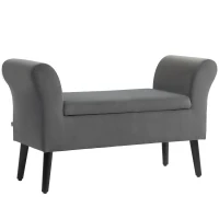 HOMCOM Polsterbank mit Stauraum, Truhenbank mit Armlehnen, 46 cm Sitzhöhe, samtartiges Polyester, 111,5 x 41 x 65 cm, Dunkelgrau(m-1)