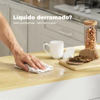 HOMCOM Ilha de Cozinha com Rodas Tampo Extensível Carrinho de Cozinha com 4 Portas Prateleiras Ajustáveis Estante Lateral Aberta Branco(m-8)