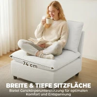 HOMCOM Akzentstuhl, Moderner Leathaire-Stuhl mit Breiter und Tiefer Sitzfläche, Dicke Polster, Einfache Montage, Grau(m-5)