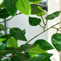 HOMCOM Lot de 2 plantes artificielles ficus hauteur 1,80 m tronc branches liane lichen feuilles grand réalisme pot inclus vert(m-9)