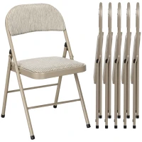 HOMCOM 6er-Set Klappstühle, Tragbare Bürostühle, Stahlbeine, Faltstuhl für Büro, Empfang, Wartezimmer, Leinenoptik Beige(m-12)