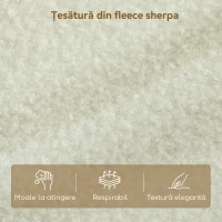 HOMCOM, Canapea 2 locuri modernă, Cu perne groase și tapițerie, sherpa, 137x69x82 cm, crem(m-5)