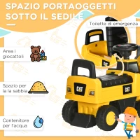 HOMCOM Ruspa Giocattolo per Bambini 18 e 36 Mesi con Escavatore e Spazio Portaoggetti, 78x29.5x54 cm, Giallo e Nero(m-6)