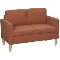 HOMCOM Zweisitzer-Sofa mit Stauraum und soliden Holzbeinen, für Wohnzimmer, Schlafzimmer, 117 x 63 x 79 cm, Orange(m-1)