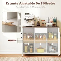 HOMCOM Aparador para Salón con 2 Puertas con Orificios Cajón Compartimentos Abiertos Estantes Ajustables 100x40x80 cm Blanco(m-5)