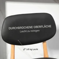 HOMCOM Set 2 Scaune de Bar cu spătar, tapițerie din piele ecologică și suport pentru picioare, 42x47x92cm, negru(m-9)
