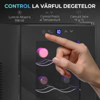 HOMCOM Cantineta Frigorifică pentru 8 Sticle de Vin, Capacitate 21L, Display Touch și Rafturi Reglabile, Negru(m-14)